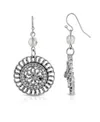 2028 Silver-tone Crystal Round Drop Earrings In Silver