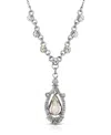 2028 Silver-tone Crystal Suspended Teardrop Necklace In Clear