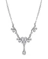 2028 Silver-tone Crystal Teardrop Necklace 15" Adjustable In White