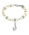 2028 Silver Tone Cultured Mother Of Pearl Crystal Initial Clasp Bracelet In White-s