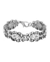 2028 Silver-tone Diamond Shaped Crystal Link Bracelet In White