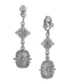 2028 Silver-tone Double Drop Clip Earrings In Gray