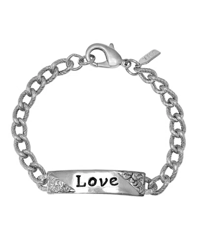2028 Silver-tone Embossed Curb Link Bracelet In Gray