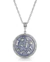 2028 Silver Tone Enamel Round Paw And Bones Necklace In Silver