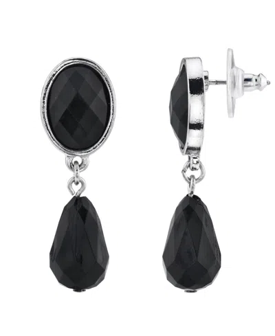 2028 Silver-tone Faceted Drop Earring In Black