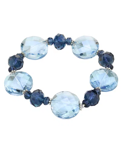 2028 Silver-tone Faceted Stretch Bracelet In Blue