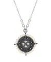 2028 Silver-tone Faux Imitation Pearl Round Button Drop Necklace In White