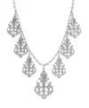 2028 Silver-tone Filigree Drops With Imitation Pearl Necklace In Gray