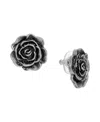 2028 Silver-tone Flower Button Earrings In Gray