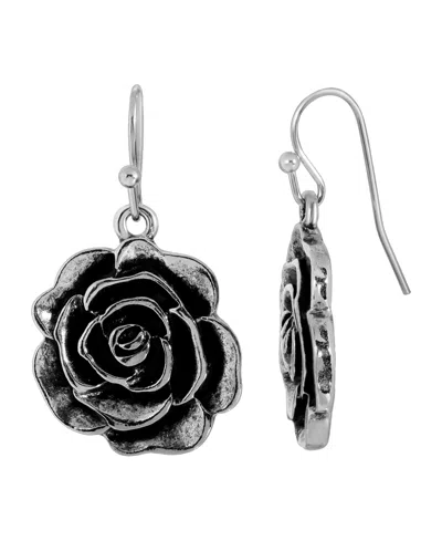 2028 Silver-tone Flower Drop Earrings In Gray