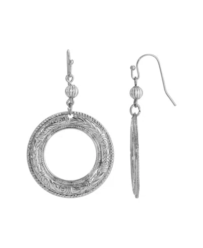 2028 Silver-tone Front Facing Hoop Earrings