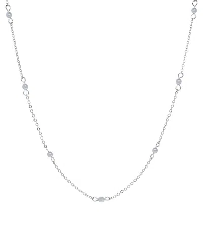 2028 Silver-tone Gray Imitation Pearl Chain Necklace