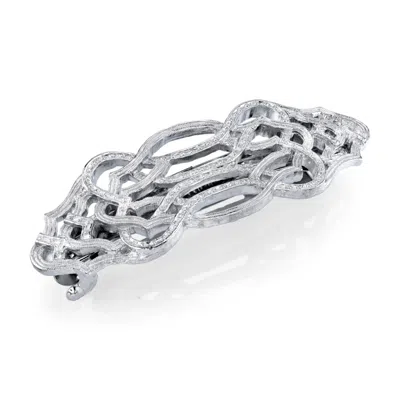 2028 Silver-tone Hair Barrette With Scroll Design