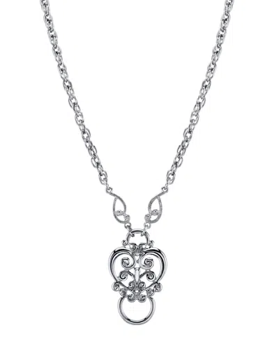2028 Silver-tone Heart Eyeglass/badge Holder 28"