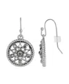 2028 Silver-tone Hematite Round Drop Earrings In Gray