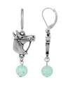 2028 Silver-tone Horse Head Turq Bead Earring In Turquoise