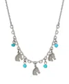 2028 Silver-tone Horse Turquoise Acrylic Bead Necklace In Turquoise