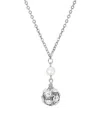 2028 Silver-tone Imitation Pearl Crystal Fireball Drop 16" Adjustable Necklace In White