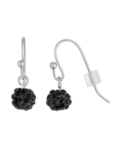 2028 Silver-tone Jet Pave 6mm Drop Earrings In Black