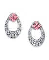 2028 Silver Tone Light Crystal Oval Stud Earring In Pink