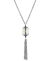 2028 Silver-tone Mop 3 Sided Spinner Tassel Necklace In White