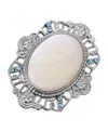 2028 Silver-tone Mother Of Pearl Oval Pin In White