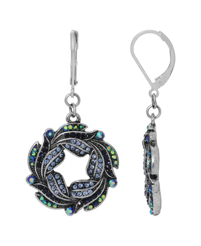 2028 Silver-tone Multi Ab Wreath Earrings In Blue