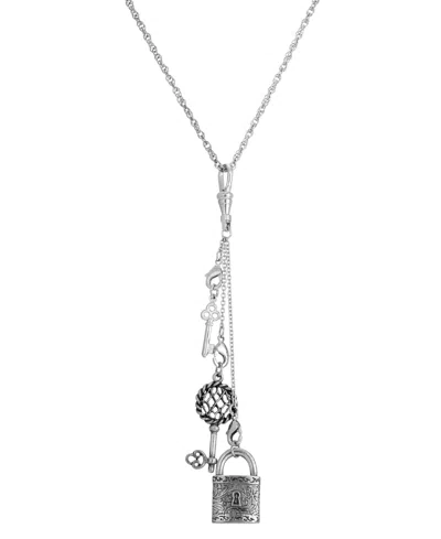 2028 Silver-tone Multi Charm Key Lock Chain Necklace In Gray