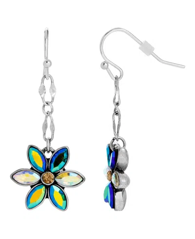2028 Silver-tone Multi Color Flower Earrings