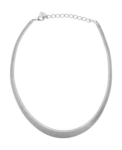 2028 Silver-tone Omega Mesh Chain Collar Necklaces