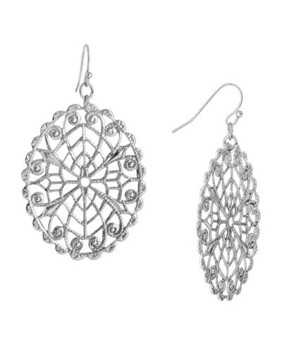 2028 Silver-tone Oval Filigree Earrings In Gray
