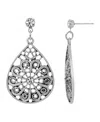 2028 Silver-tone Oval Filigree Earrings In White