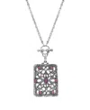 2028 Silver Tone Purple Stone Rectangle Mirror Pendant Necklace In Purple