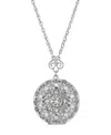 2028 Silver-tone Round Crystal Locket 30" Necklace In White