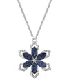2028 Silver-tone Sapphire Blue Color Stone With Crystals Flower 16" Adjustable Necklace In Blue