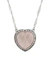 2028 Silver-tone Semi Precious Rose Quartz Heart Necklace In Pink