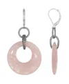 2028 Silver-tone Semi Precious Round Hoop Drop Earrings In Pink