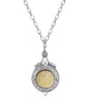 2028 Silver-tone Semi Precious Round Stone Necklace In Brown