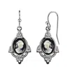 2028 Silver-tone Simulated Cameo Drop Earrings In Jet