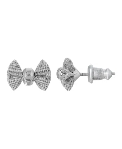 2028 Silver-tone Small Bow Stud Earring In Gray
