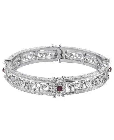 2028 Silver-tone Stretch Bracelet In Purple