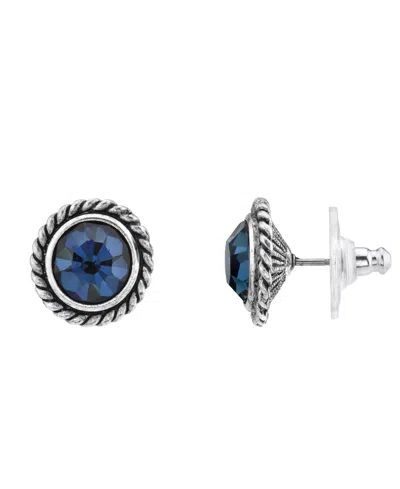 2028 Silver-tone Stud Earrings In Blue
