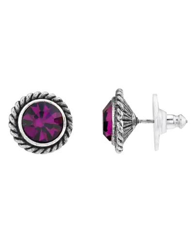 2028 Silver-tone Stud Earrings In Purple