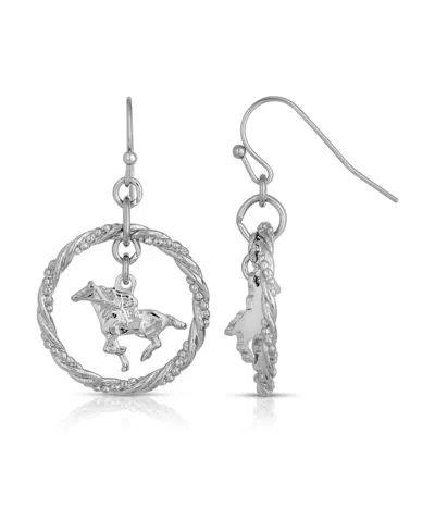 2028 Silver-tone Suspended Horse Drop Earrings In Grey