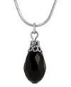 2028 Silver Tone Teardrop Bead Necklace In Black
