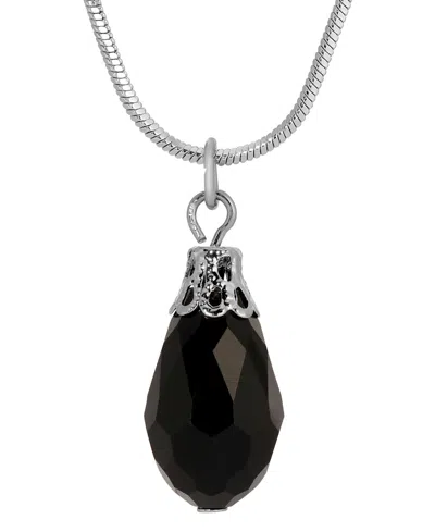 2028 Silver Tone Teardrop Bead Necklace In Black