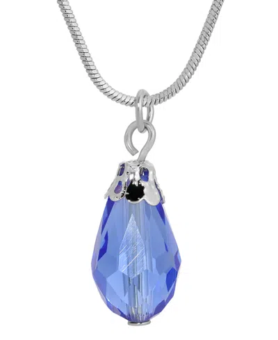 2028 Silver Tone Teardrop Bead Necklace In Blue