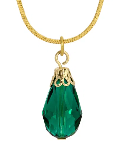 2028 Silver Tone Teardrop Bead Necklace In Green
