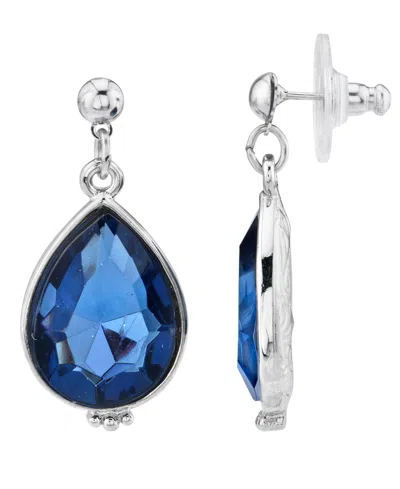 2028 Silver-tone Teardrop Earrings In Blue