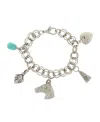 2028 Silver-tone Turquoise Color Accents And Multi-charm Bracelet In Turquoise